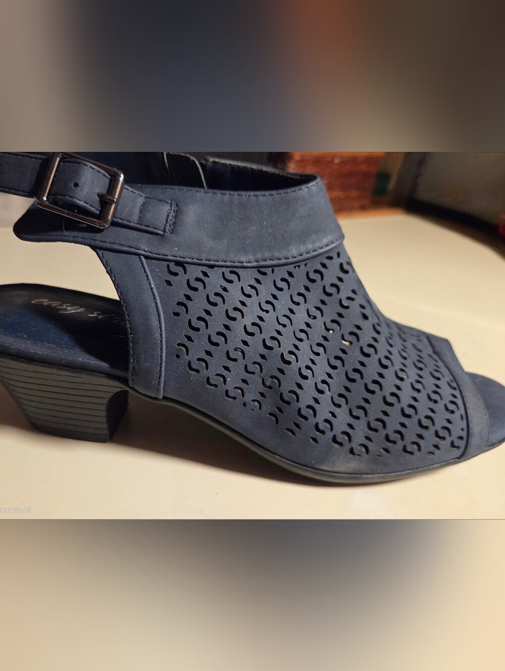 easy street Navy Perforated Slingback Jill Sandal